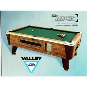 1960s Valley The Cougar Billiard Pool Table Original Flyer Vintage